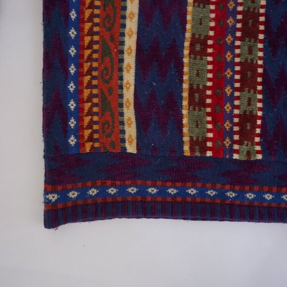 Vintage IVY Multi-Colour Pattern Knit Sweater Geometric Stripe Eclectic Coogie M - Picture 6 of 9